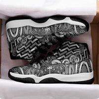 New Zealand Taiaha Maori Sneakers J11 Kiwikiwi Minimalist Silver Fern Tukutuku Motif