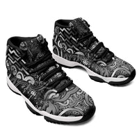 New Zealand Taiaha Maori Sneakers J11 Kiwikiwi Minimalist Silver Fern Tukutuku Motif