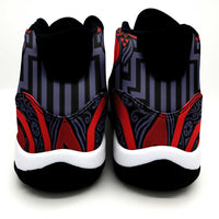 New Zealand Taiaha Maori Sneakers J11 Whero Minimalist Silver Fern Tukutuku Motif