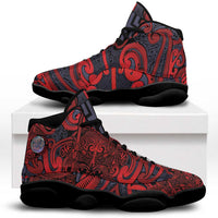 New Zealand Taiaha Maori Sneakers J13 Whero Minimalist Silver Fern Tukutuku Motif