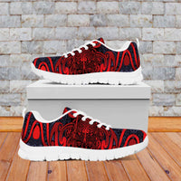 New Zealand Taiaha Maori Sneakers Whero Minimalist Silver Fern Tukutuku Motif