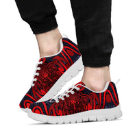 New Zealand Taiaha Maori Sneakers Whero Minimalist Silver Fern Tukutuku Motif