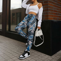 Ninamu Tahiti Tiare Monstera Jogger Pants Polynesian Pattern Curve Style - Polynesian Pride