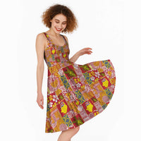 Niue Monuina e Kilisimasi Midi Dress Pacific Patchwork Xmas Vibes - Polynesian Pride