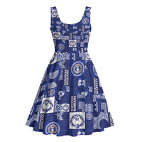 Northern Mariana Islands Magof Nochebuena Midi Dress Pacific Patchwork Xmas Vibes - Polynesian Pride