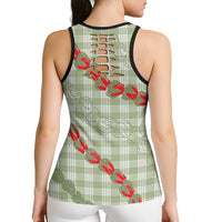 Omaomao Aloha Hawaii Hollow Tank Top Rosebud Lei With Palaka Motif - Polynesian Pride