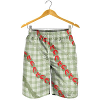 Omaomao Aloha Hawaii Shorts for Men Rosebud Lei With Palaka Motif - Polynesian Pride