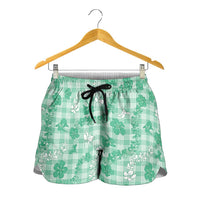 Omaomao Aloha Hawaii Shorts for Women Plumeria Lei With Palaka Motif - Polynesian Pride