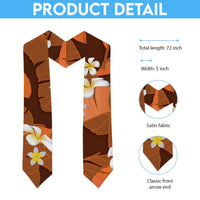 Orange Banana Leaf Hawaii Graduation Stole Lau Maia Plumeria Tropical Summer Vibes