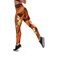 Orange Banana Leaf Hawaii Leggings Lau Maia Plumeria Tropical Summer Vibes