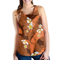 Orange Banana Leaf Hawaii Women Racerback Tank Lau Maia Plumeria Tropical Summer Vibes