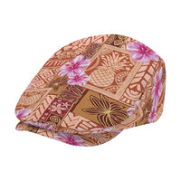 Orange Hawaii Hibiscus Tropical Flowers Motifs Jeff Hat - Polynesian Pride