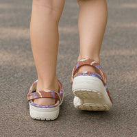 Orange Hawaii Palaka Honohono Pikake Clogs Shoes Hawaiian Orchid Lei Polynesian Pattern - Polynesian Pride