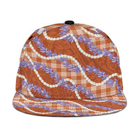 Orange Hawaii Palaka Honohono Pikake Snapback Cap Hawaiian Orchid Lei Polynesian Pattern - Polynesian Pride
