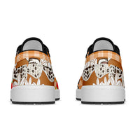 Orange Hawaii Tiare and Shell Lei Low Sneakers Hawaiian Palaka Luxury Vibes - Polynesian Pride