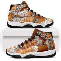 Orange Hawaii Tiare and Shell Lei Sneakers J11 Hawaiian Palaka Luxury Vibes - Polynesian Pride