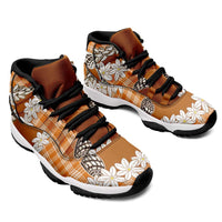 Orange Hawaii Tiare and Shell Lei Sneakers J11 Hawaiian Palaka Luxury Vibes - Polynesian Pride