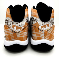 Orange Hawaii Tiare and Shell Lei Sneakers J11 Hawaiian Palaka Luxury Vibes - Polynesian Pride