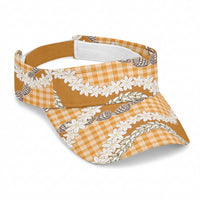 Orange Hawaii Tiare and Shell Lei Sun Visor Cap Hawaiian Palaka Luxury Vibes
