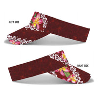 Oxblood Polynesia Sun Visor Cap Plumeria With Hibiscus Pattern Tropical Vibes