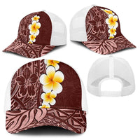 Oxblood Tropical Plumeria With Galaxy Polynesian Art Baseball Net Cap - Polynesian Pride