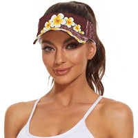Oxblood Tropical Plumeria With Galaxy Polynesian Art Sun Visor Cap