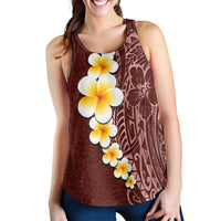 Oxblood Tropical Plumeria With Galaxy Polynesian Art Women Racerback Tank - Polynesian Pride