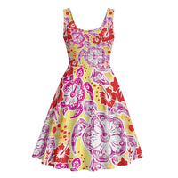 Palaka with Honu and Hibiscus Midi Dress Hawaiian Heritage Spirit - Polynesian Pride
