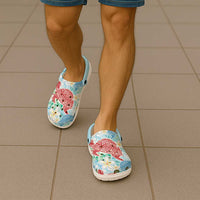 Palaka with Honu and Plumeria Clogs Shoes Hawaiian Heritage Spirit - Polynesian Pride
