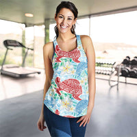 Palaka with Honu and Plumeria Women Racerback Tank Hawaiian Heritage Spirit LT9