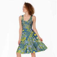 Palau Ungil Kurismas Midi Dress Pacific Patchwork Xmas Vibes - Polynesian Pride