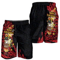 Papua New Guinea Christmas Shorts for Men Funny Melanesian Santa with Bird-of-paradise Tribal Style LT03 - Polynesian Pride