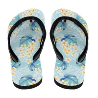 Pastel Cyan Tropical Hawaii Flip Flops Seamless Monstera Plumeria Hawaiian Pattern - Polynesian Pride