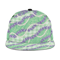 Pastel Green Hawaii Palaka Honohono Pikake Snapback Cap Hawaiian Orchid Lei Polynesian Pattern - Polynesian Pride