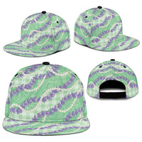 Pastel Green Hawaii Palaka Honohono Pikake Snapback Cap Hawaiian Orchid Lei Polynesian Pattern - Polynesian Pride