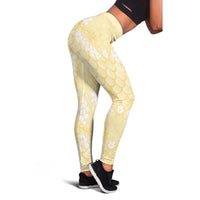 Pastel Yellow Mermaid Puakenikeni Maile Lei Leggings