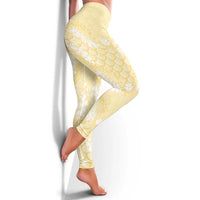 Pastel Yellow Mermaid Puakenikeni Maile Lei Leggings