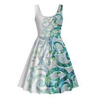 Paua Shell Maori Midi Dress Koru Kowhaiwhai