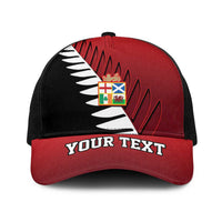 Personalised British Lions New Zealand Mesh Trucker Cap Half Black Fern - Polynesian Pride