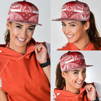Personalised Toa Samoa Rugby Spirit Snapback Cap Red Samoan Tribal Pattern - Polynesian Pride