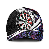 Personalized NZ Darts Classic Cap Paua Shell Maori Koru Whakairo - Purple LT07