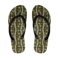 Pikake Maile Tiare Lei Flip Flops Natural Lauhala Pattern