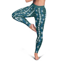 Pikake Maile Tiare Lei Leggings Polu Lauhala Pattern
