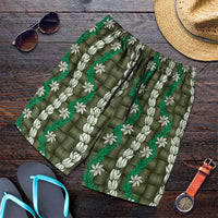 Pikake Maile Tiare Lei Shorts for Men Omaomao Lauhala Pattern