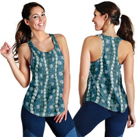 Pikake Maile Tiare Lei Women Racerback Tank Polu Lauhala Pattern