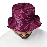 Pink Aloha Hawaii Bucket Hat Hawaiian Kakau Ohia Lehua Lei - Polynesian Pride