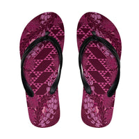 Pink Aloha Hawaii Flip Flops Hawaiian Kakau Ohia Lehua Lei - Polynesian Pride