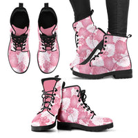 Pink Aloha Hawaii Leather Boots Monstera Hibiscus Plumeria Seamless Vibes - Polynesian Pride