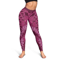Pink Aloha Hawaii Leggings Hawaiian Kakau Ohia Lehua Lei - Polynesian Pride