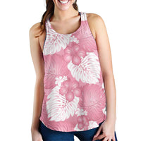 Pink Aloha Hawaii Women Racerback Tank Monstera Hibiscus Plumeria Seamless Vibes - Polynesian Pride